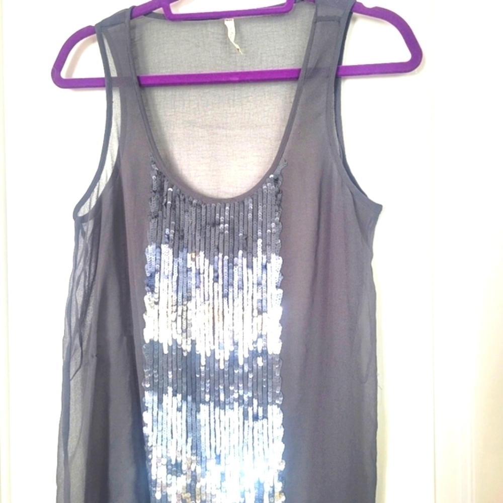 Sequin Sheer Tank Top